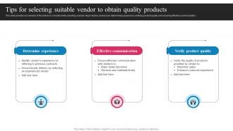 Vendor Development And Management Tips For Selecting Suitable Vendor To Obtain Quality Strategy SS V