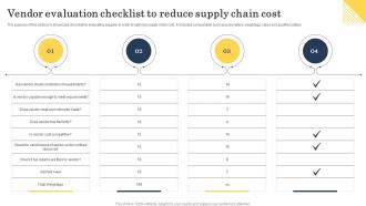 Vendor Evaluation Checklist To Reduce Supply Chain Cost