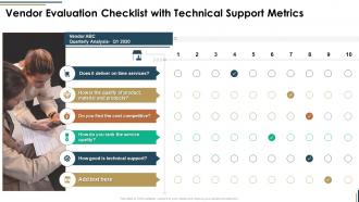 Vendor evaluation checklist with technical support metrics vendor scorecard
