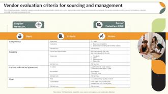 Vendor Evaluation Criteria For Sourcing And Management