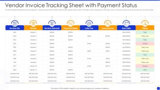 Vendor invoice tracking sheet with payment status