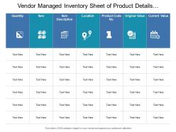 Vendor managed inventory sheet of product details