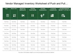 Vendor managed inventory worksheet of push and pull control