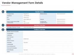 Vendor management form details ppt pictures elements