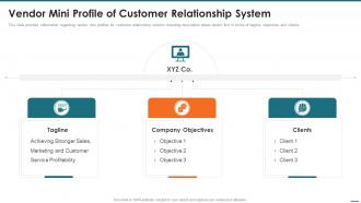 Vendor Mini Profile Of Customer Relationship System Crm Digital Transformation Toolkit