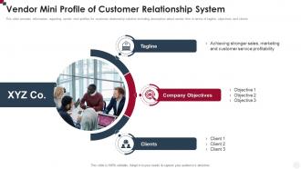 Vendor Mini Profile Of Customer Relationship System How To Improve Customer Service Toolkit