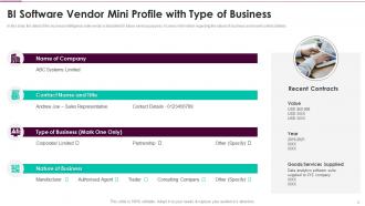 Vendor Mini Profiles For Business Intelligence Transformation Powerpoint PPT Template Bundles