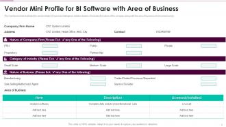 Vendor Mini Profiles For Business Intelligence Transformation Powerpoint PPT Template Bundles