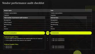 Vendor Performance Audit Checklist Stand Out Supply Chain Strategy Improving