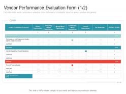 Vendor performance evaluation form below embedding vendor performance improvement plan ppt icon