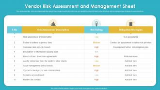 Vendor Risk Assessment And Management Sheet