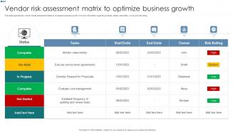 Vendor Risk Assessment Matrix To Optimize Business Growth