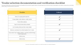 Vendor Selection Documentation And Verification Checklist