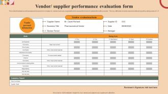 Vendor Supplier Performance Evaluation Form