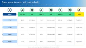 Vendor Transaction Report With Credit And Debit