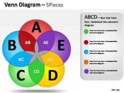 Venn diagram 5 pieces powerpoint presentation slides