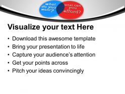 Venn diagram of want and afford powerpoint templates ppt backgrounds for slides 0113