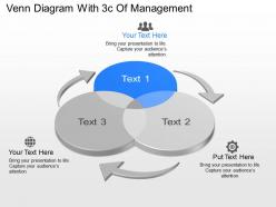 Venn diagram with 3c of management powerpoint template slide