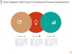 Venn diagram with icons for business process development ppt slide