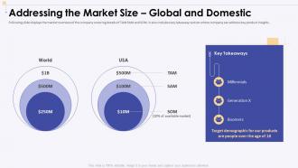Venture capital addressing the market size global and domestic ppt slides aids