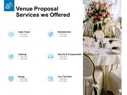 Venue proposal services we offered ppt powerpoint layouts