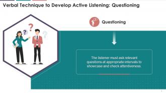 Verbal Technique Of Questioning To Develop Active Listening Training Ppt