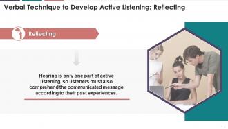 Verbal Technique Of Reflecting To Develop Active Listening Training Ppt
