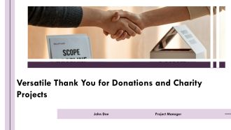 Versatile Thank You For Donations And Charity Projects PPT Example AT
