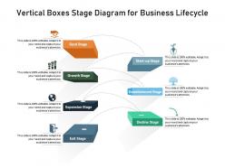 Vertical boxes stage diagram for business lifecycle