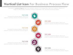 Vertical icons list for business process flow flat powerpoint design