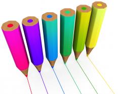 Vertical pencils in colors stock photo