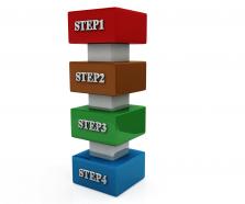 Vertical step for process flow stock photo