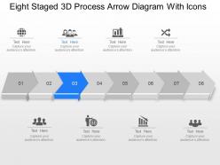 Vf eight staged 3d process arrow diagram with icons powerpoint template