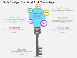 Vh bulb design key head and percentage flat powerpoint design