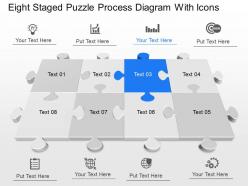 Vh eight staged puzzle process diagram with icons powerpoint template