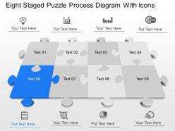 Vh eight staged puzzle process diagram with icons powerpoint template