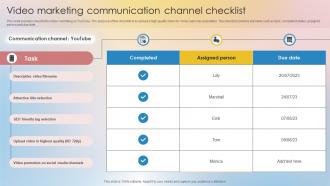 Video Marketing Communication Channel Checklist