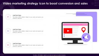 Video Marketing Strategy Icon To Boost Conversion And Sales
