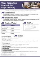 Video production contract one page summary presentation report infographic ppt pdf document
