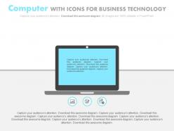 View computer with icons for business technology flat powerpoint design
