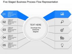 View five staged business process flow representation powerpoint template