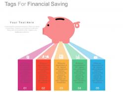 View five staged tags for financial saving flat powerpoint design