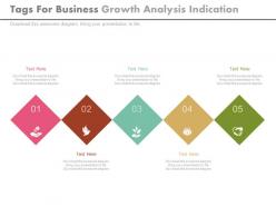 View five tags for business growth analysis indication flat powerpoint design