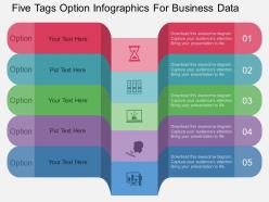 View five tags option infographics for business data flat powerpoint design