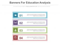 View four banners for education analysis flat powerpoint design