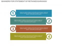 View four banners for statement of retained earnings flat powerpoint design