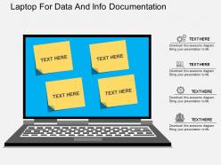 View laptop for data and info documentation flat powerpoint design