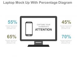 View laptop mock up with percentage diagram flat powerpoint design