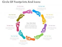 View nine staged circle of footprints and icons flat powerpoint design