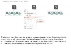 View six staged gears and icons for process flow and control flat powerpoint design